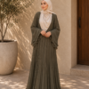 11 Aya Plissé Dress - Olivgrön