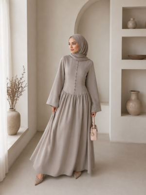 Lina Button Dress - Sandbeige