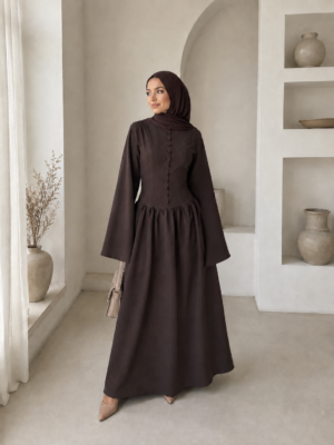 Lina Button Dress - Brun